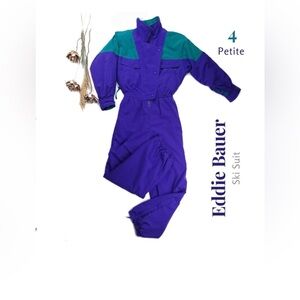 Eddie Bauer Blue Teal Woman's Ski Suit Sz 4 Petite